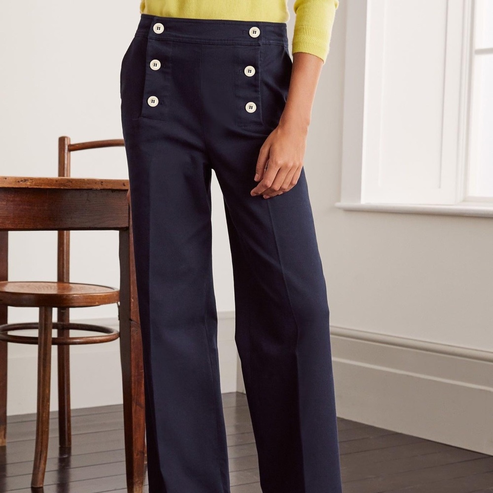Boden Navy Cotton Runswick Sailor Trousers sz 14